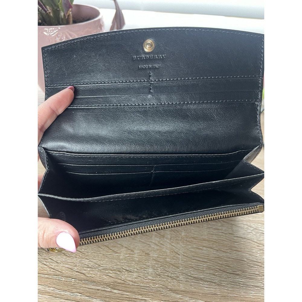 Burberry House Check Pattern Leather Continental Wallet Black - Picture 6 of 7